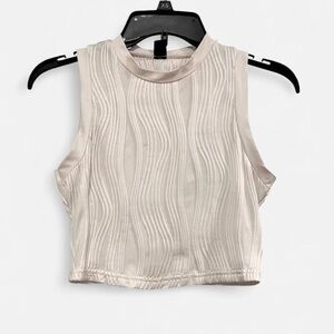 Sleeveless Textured Crop Top in Cream